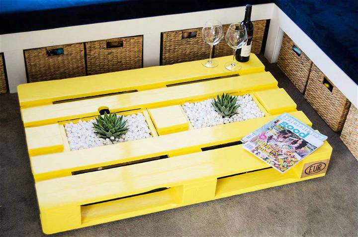 DIY Pallet Coffee Table With Planter Boxes