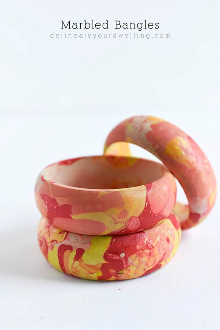 Pretty DIY Colorful Marbled Bangles