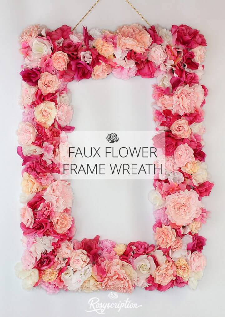 Pretty DIY Faux Flower Frame Wreath
