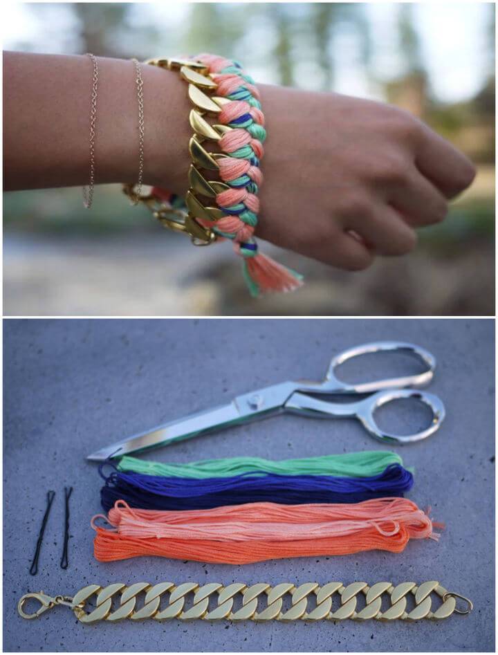 Pretty DIY Woven Chain Bracelet