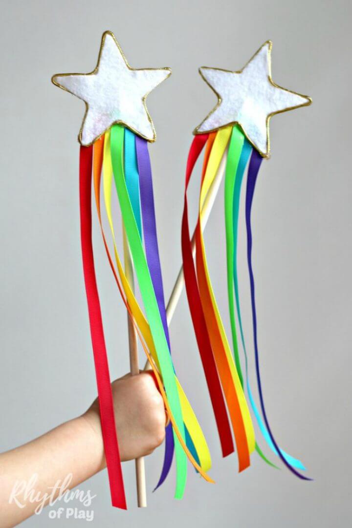 Rainbow Ribbon Magic Wand Toy for Kids