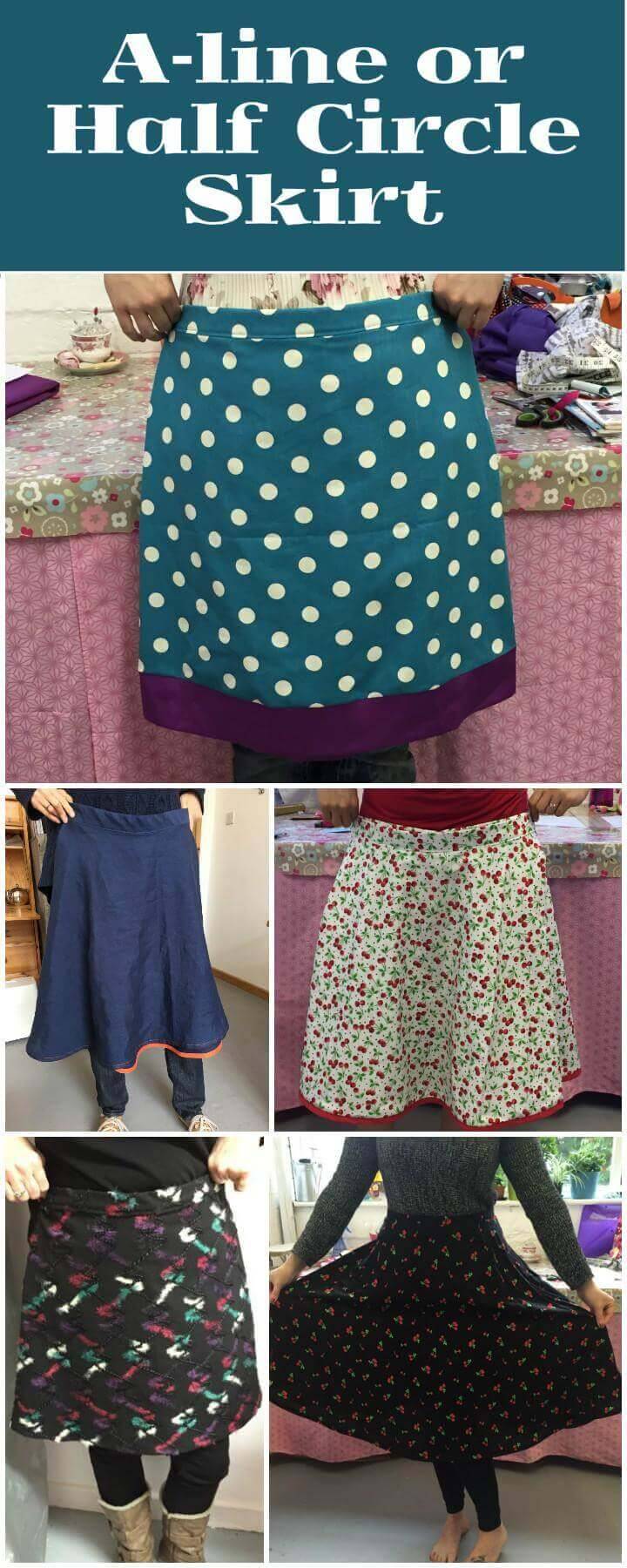 DIY a line or half circle skirt project