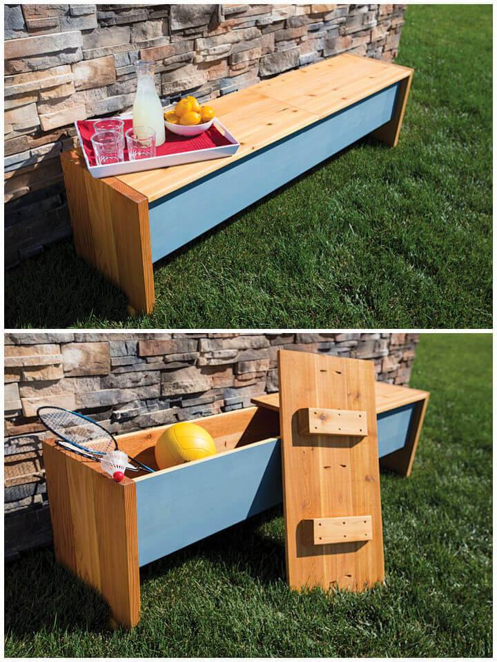 Adorable DIY Outdoor Storage Bench