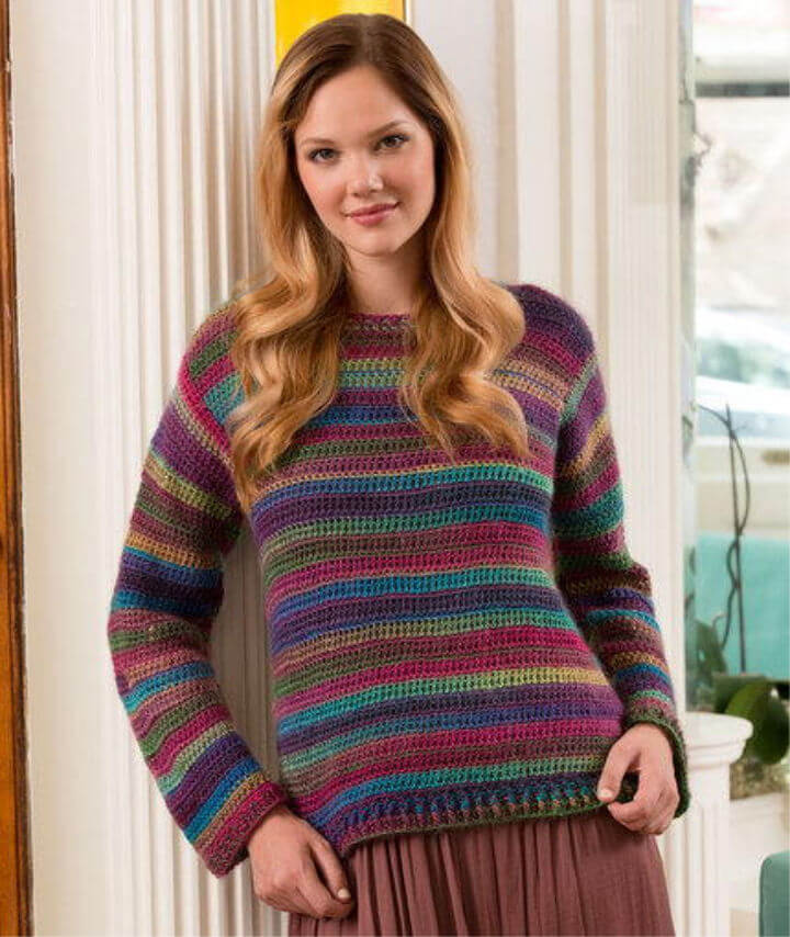 Awesome Crochet Rainbow Sweater Free Pattern