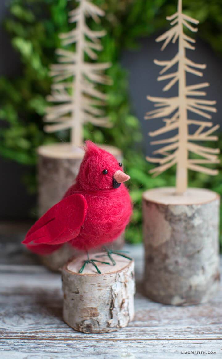 Awesome DIY Needle felted Cardinal Bird