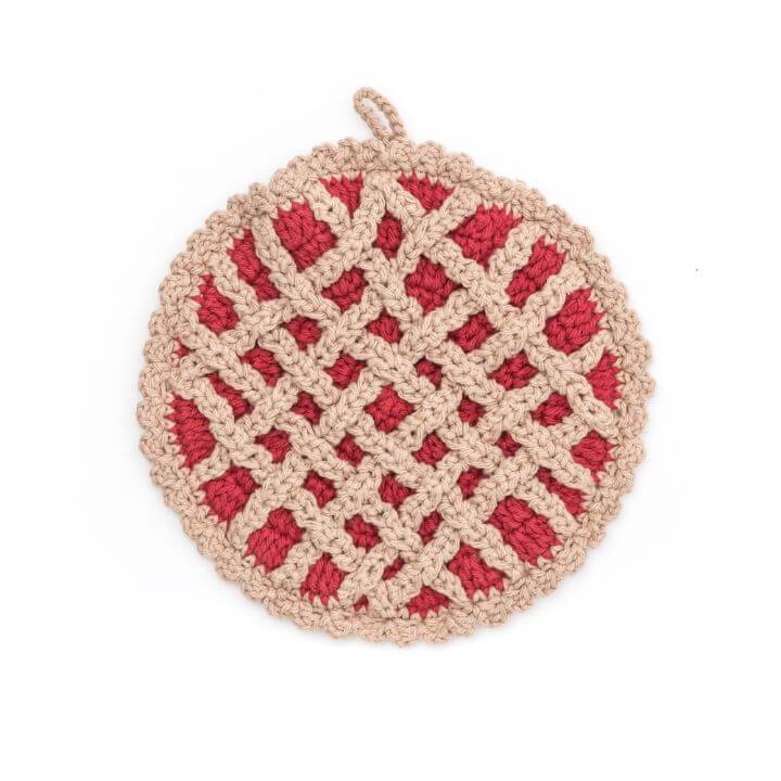 Beautiful Crochet Cherry Pie Hot Pad Free Pattern