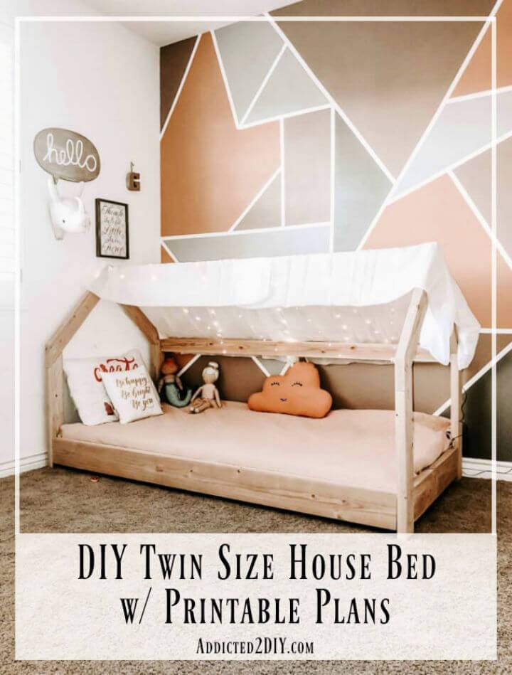 Build Adorable Twin Size Kids House Bed