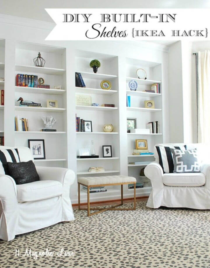 Built in Bookshelves from Ikea Billy Bookcases