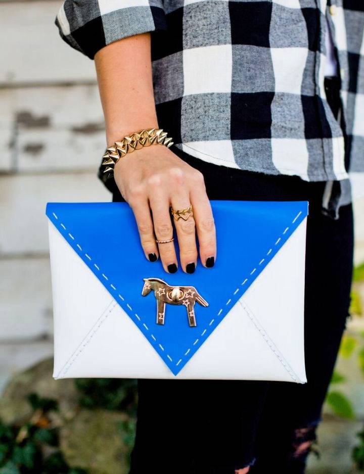Colorblocked Envelope Clutch Using Leather
