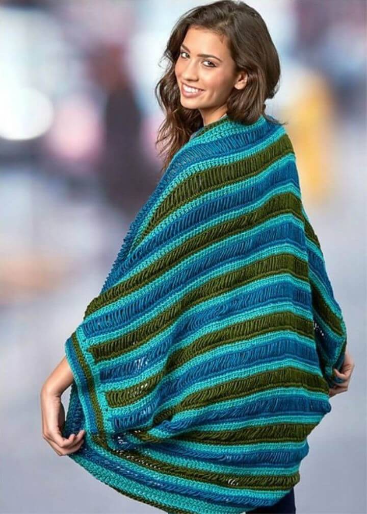 Crochet Dropstitch Cocoon Sweater Free Pattern
