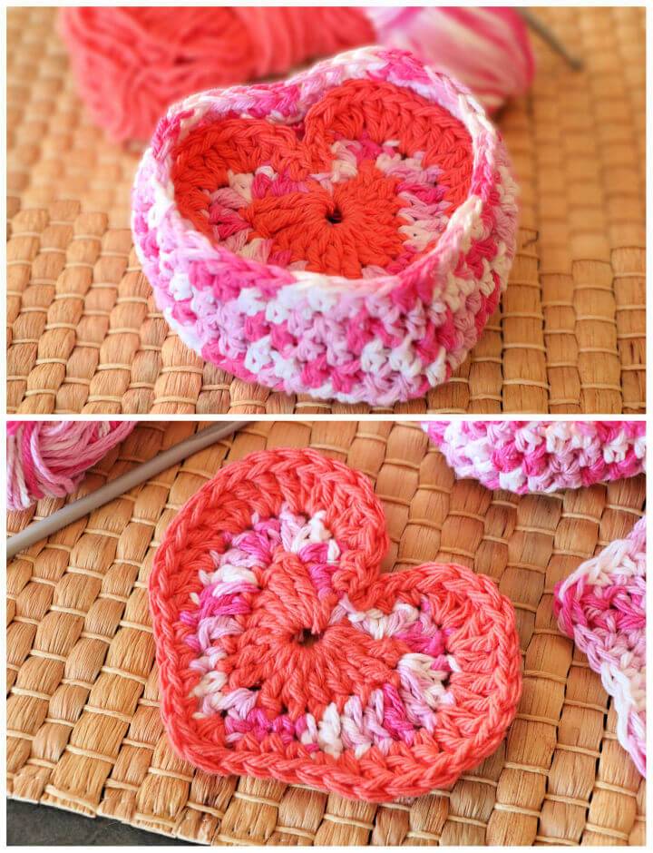 Crochet Heart Shaped Box of Face Scrubbies