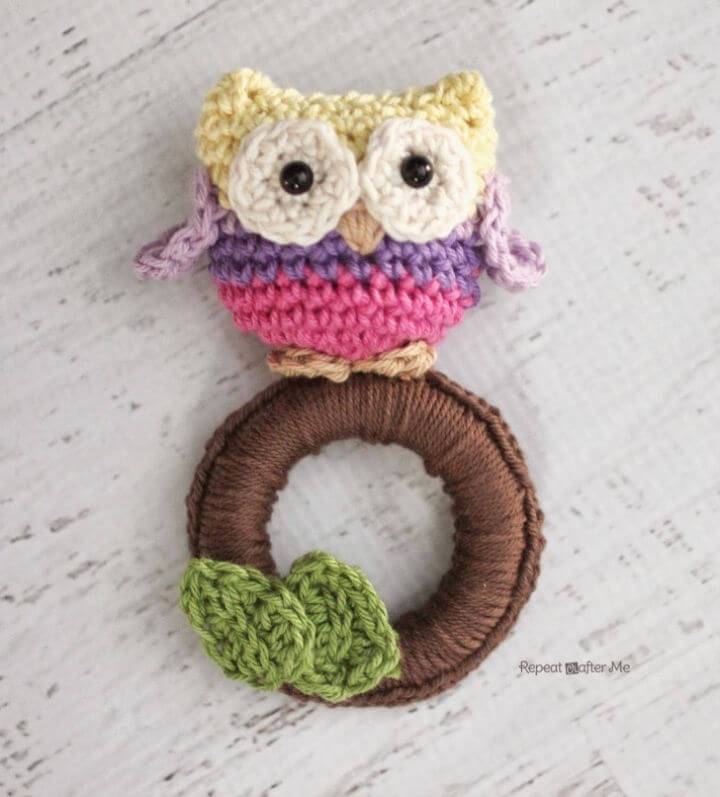 Crochet Owl Ring Baby Toy Free Pattern