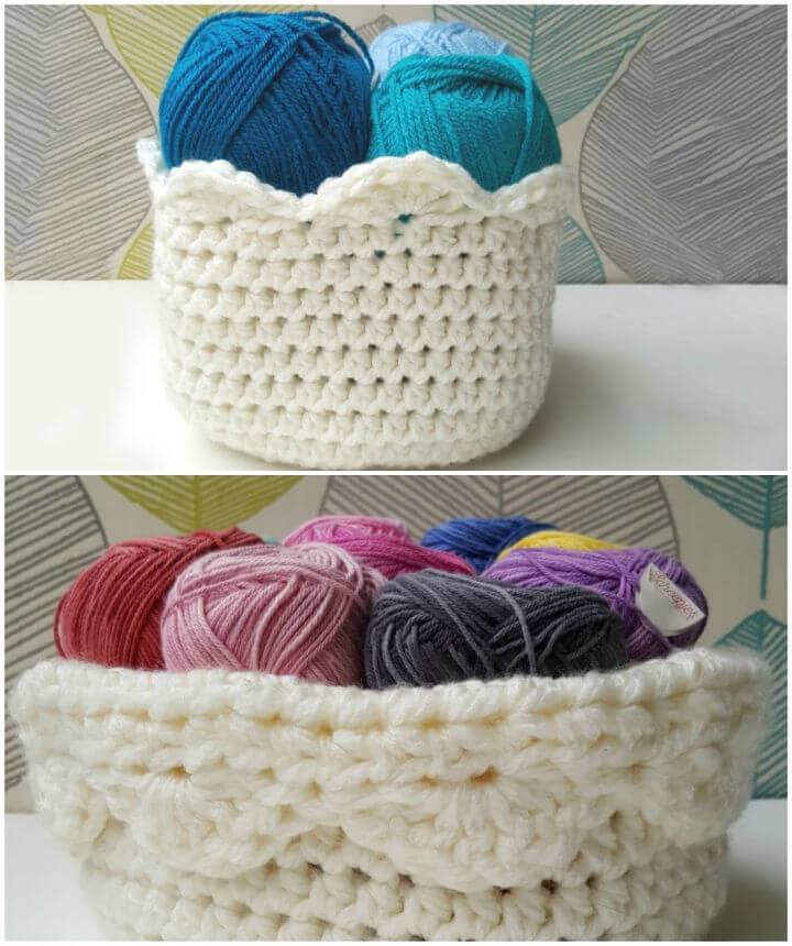 Crochet Scrap Yarn Basket Free Pattern