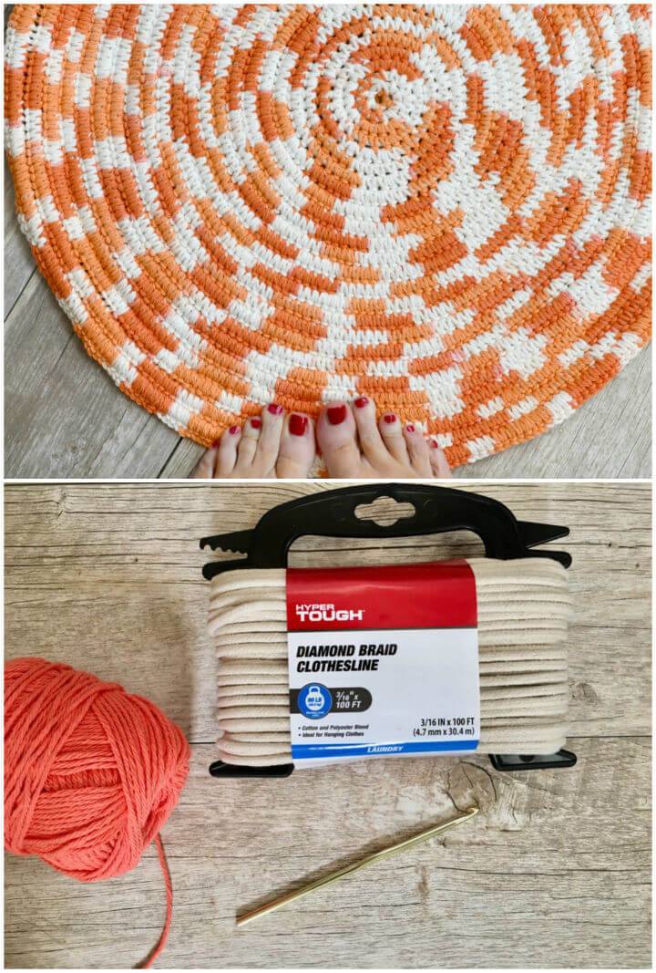 Crochet Scrap Yarn Rope Bath Mat Pattern