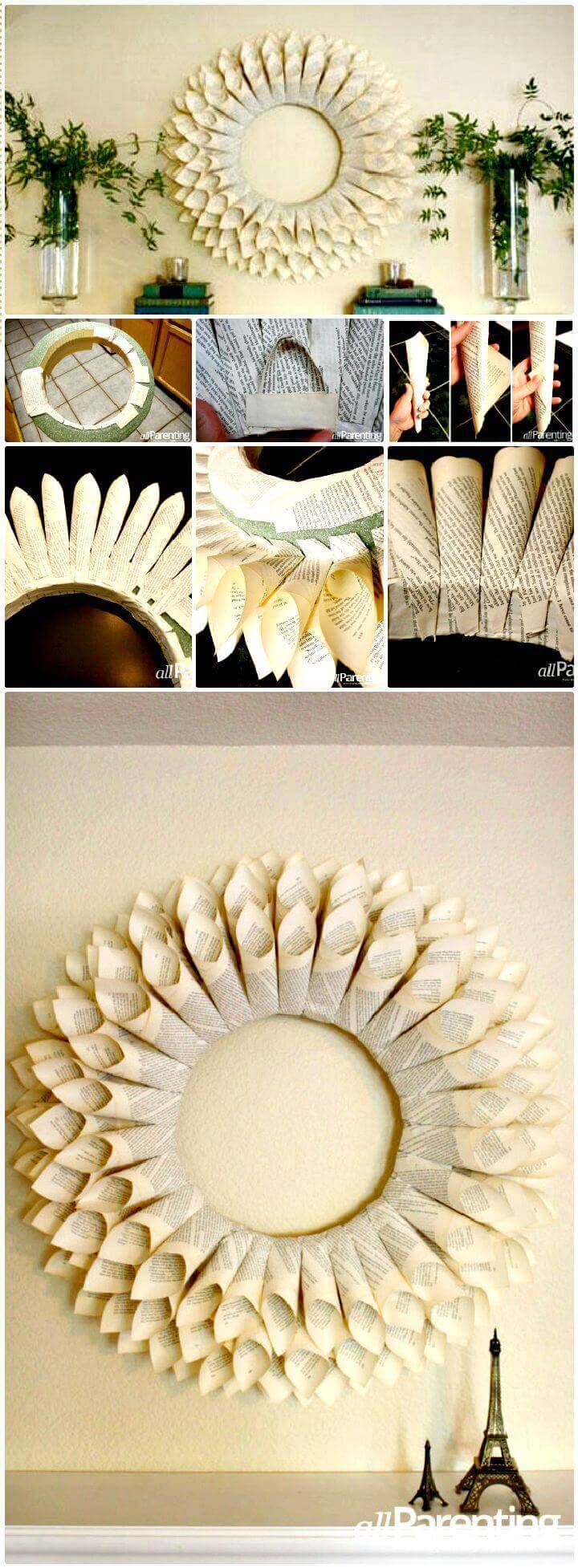 DIY Amazing Wreath Out of Old Book Pages