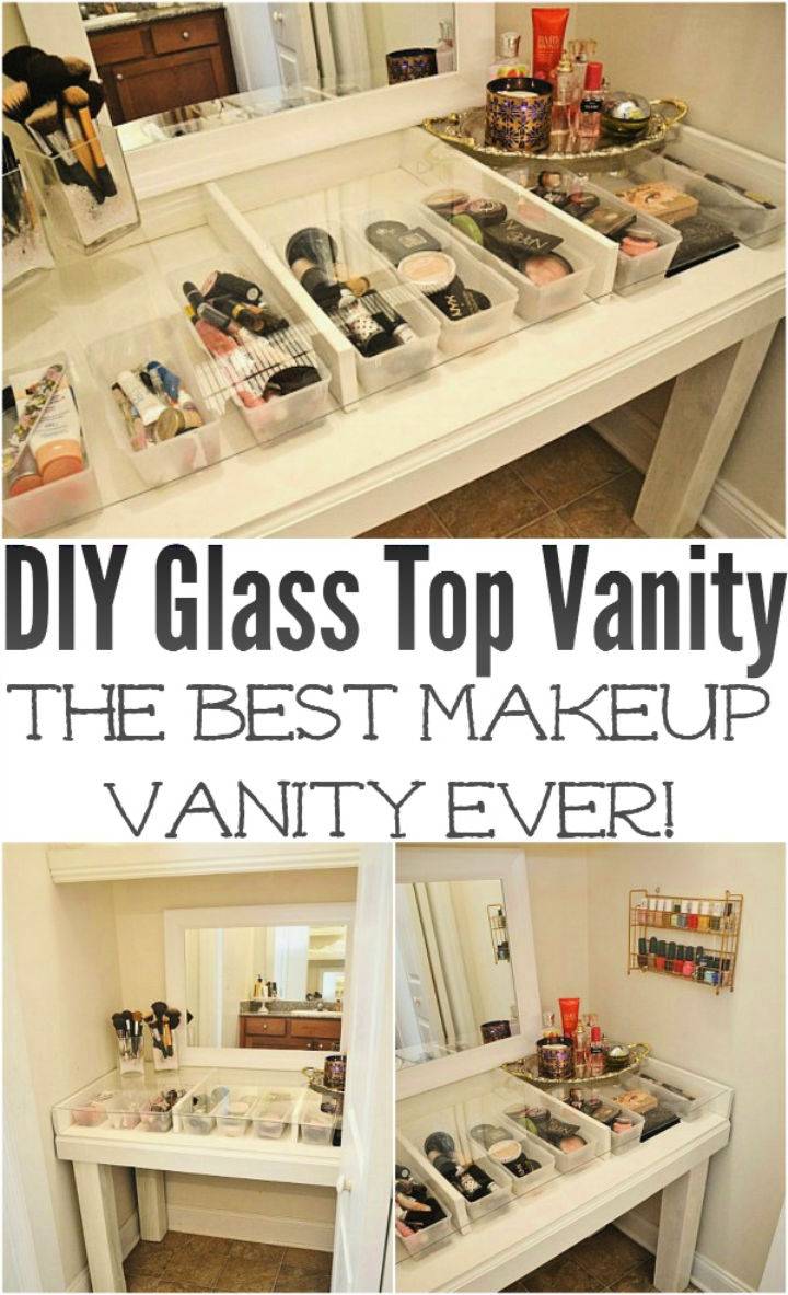 modern glass top makeup vanity DIY