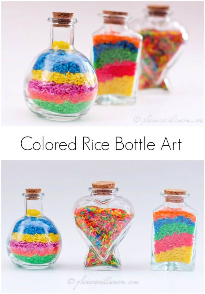 DIY Colored Rice Bottle Art