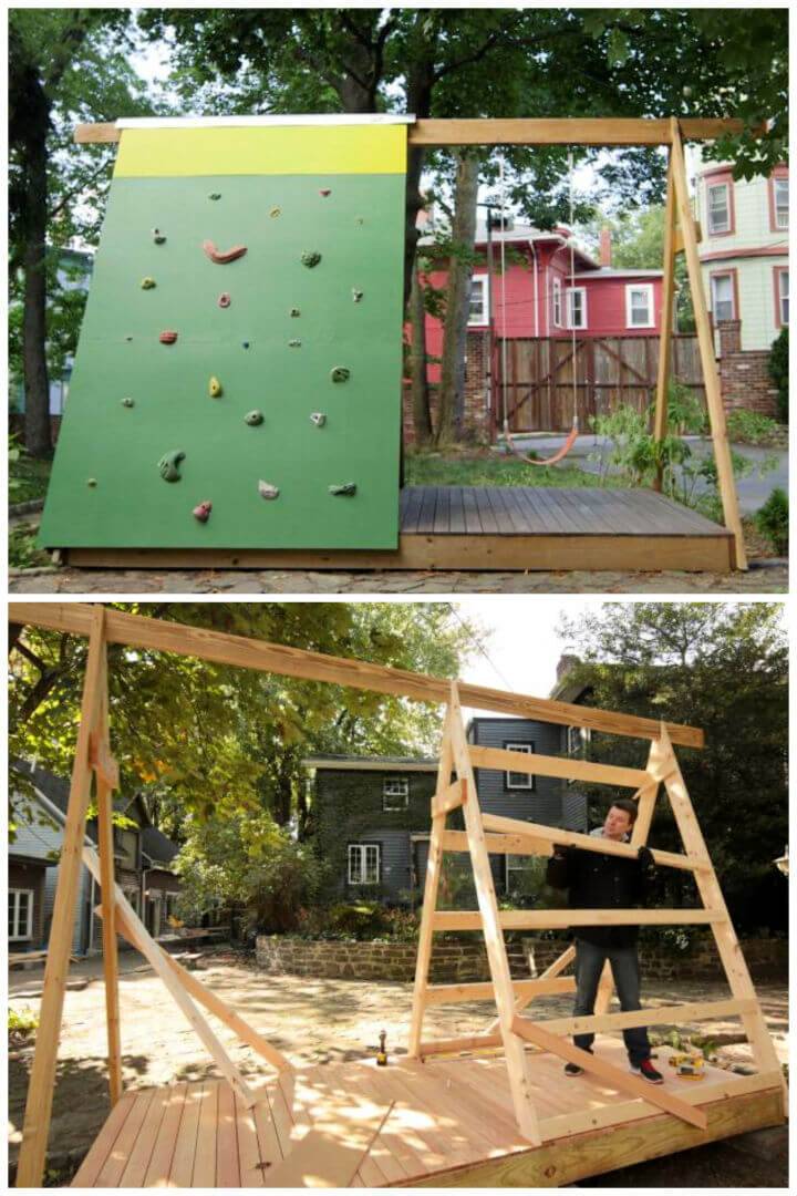 DIY Combination Swing Set and Climbing Wall