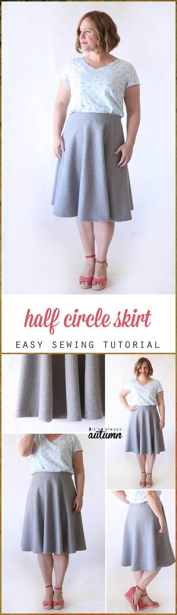 DIY super easy half circle skirt sewing tutorial
