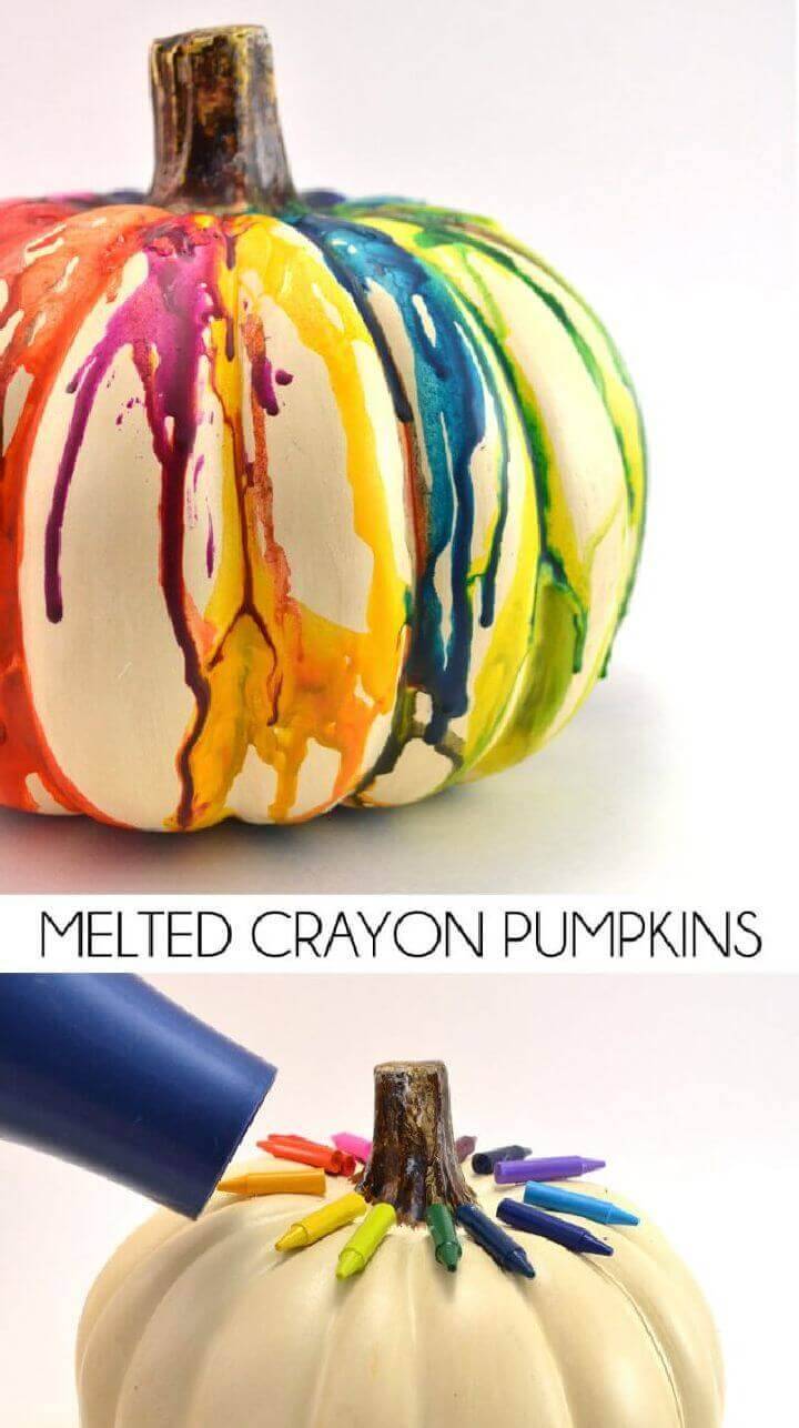 DIY Fall Halloween Melted Crayon Pumpkin