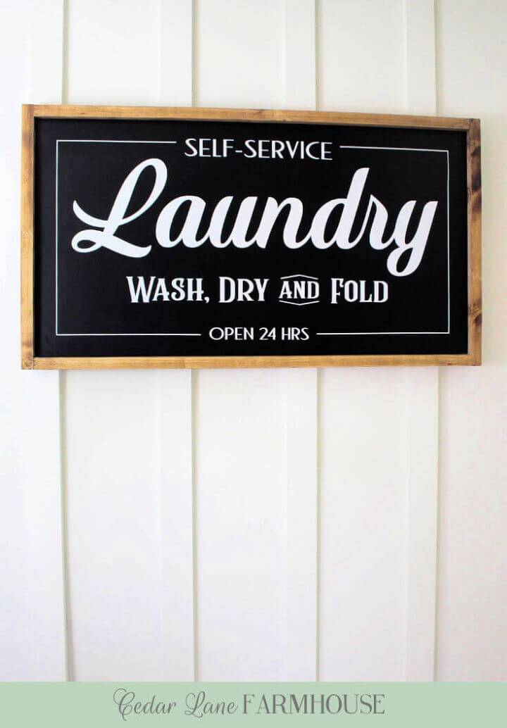 DIY Farmhouse Plywood Laundry Sign