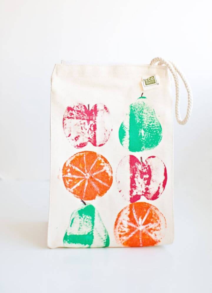 DIY Fruit Stamped Lunch Bag