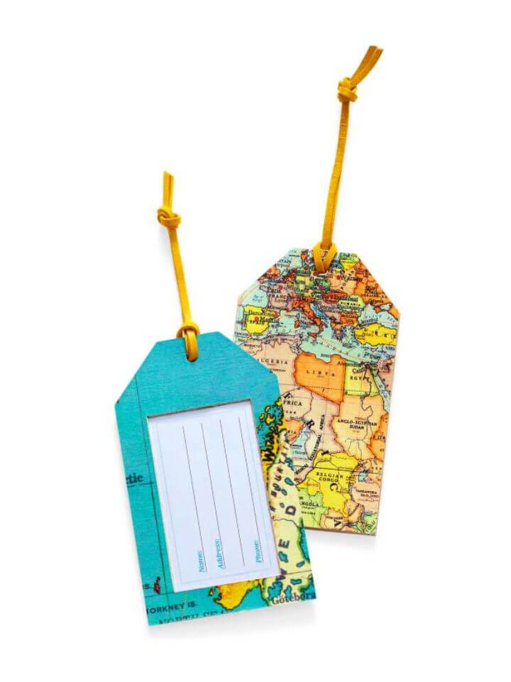 DIY Gift Map Luggage Tags
