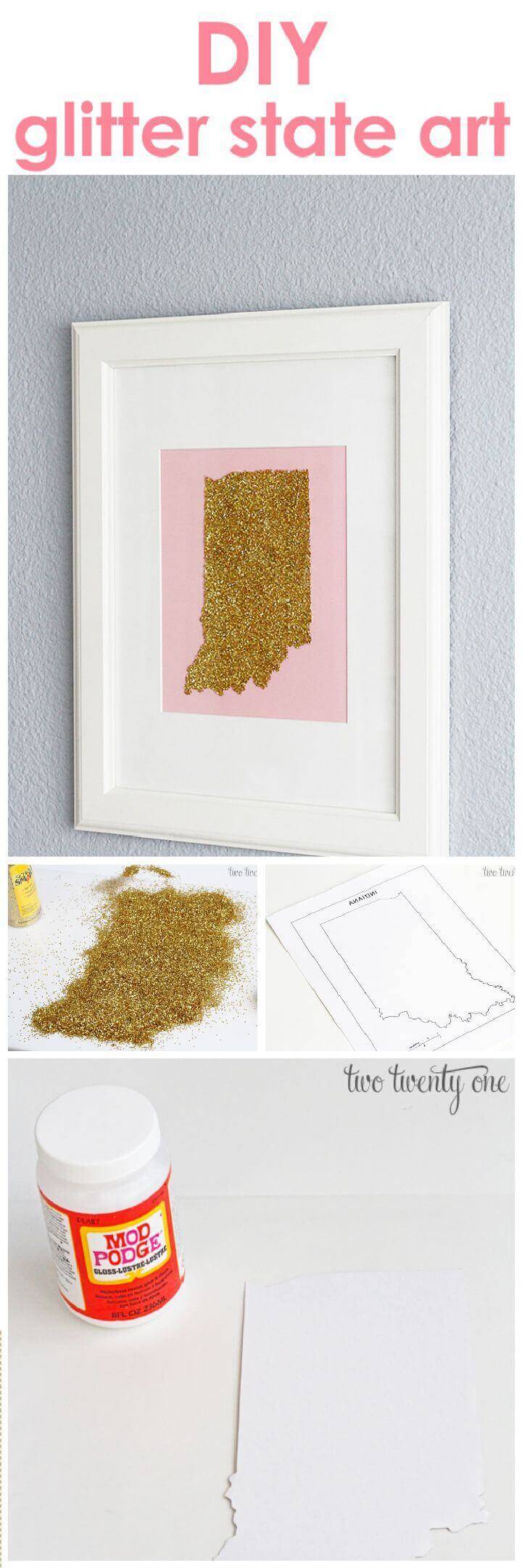 DIY Glitter State Art Map