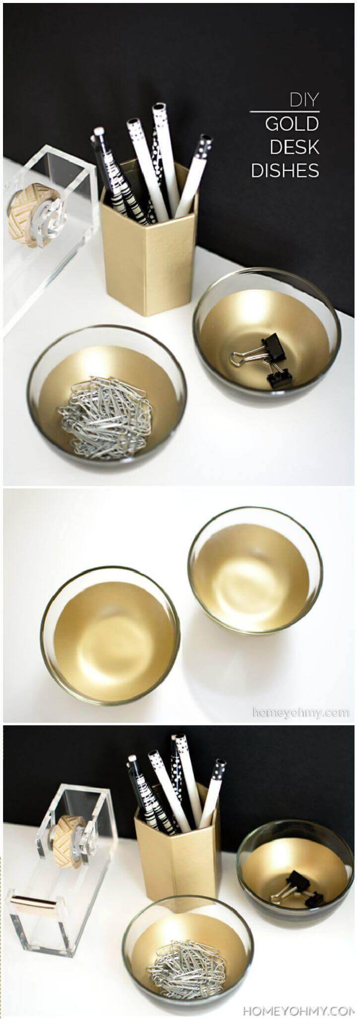 DIY Gold Desk Dishes