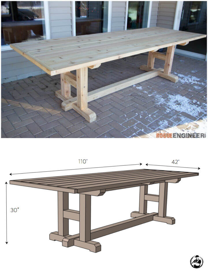 DIY H Leg Outdoor Dining Table