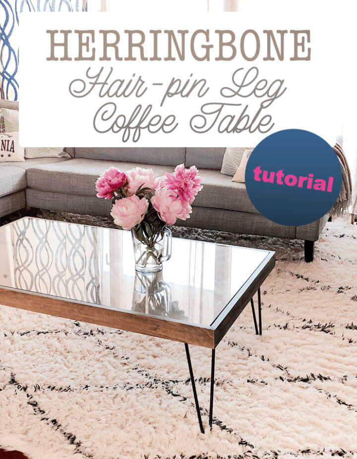 DIY Herringbone Hairpin Leg Coffee Table 1