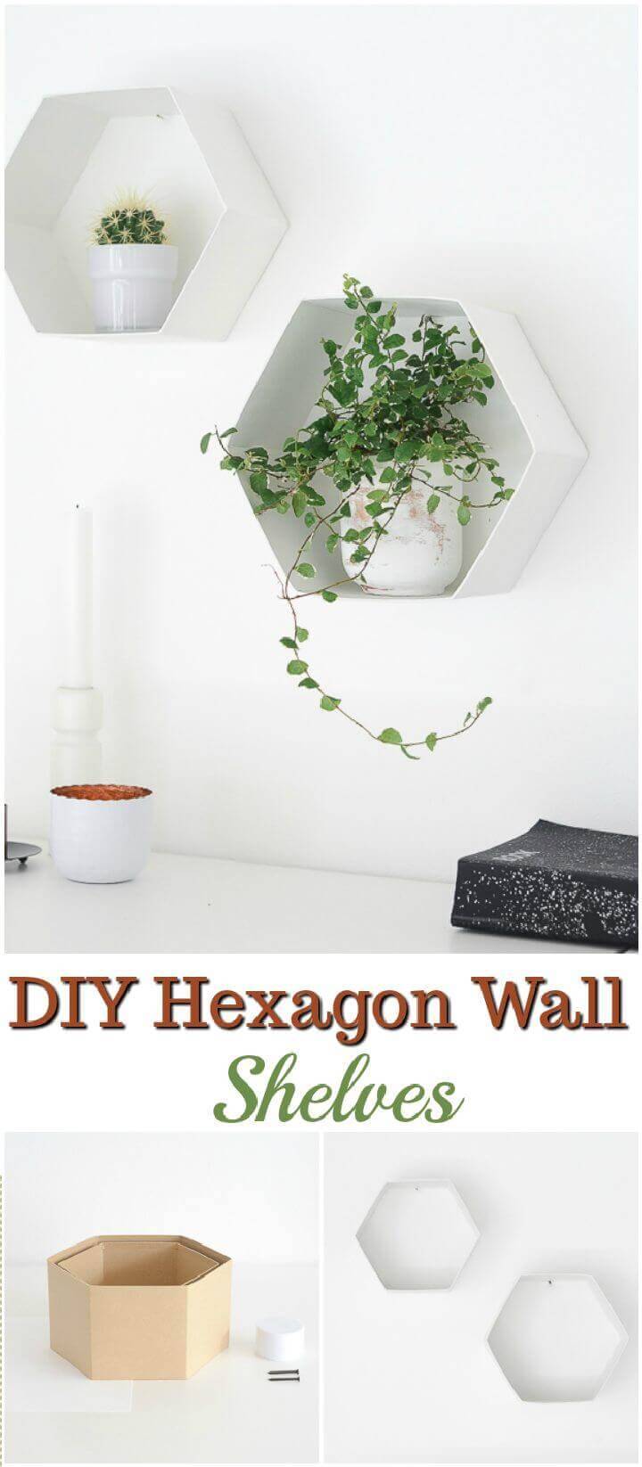 DIY Hexagon Wall Shelves