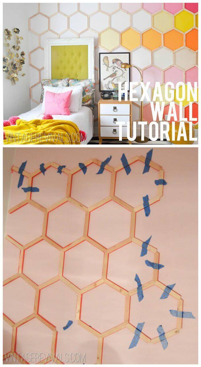 DIY Honeycomb Hexagon Wall Treatment
