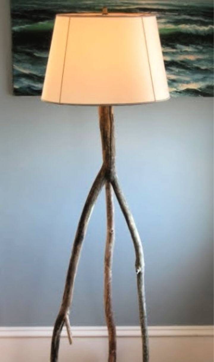DIY Lamp Tripod Floor Lamp with Drift Wood