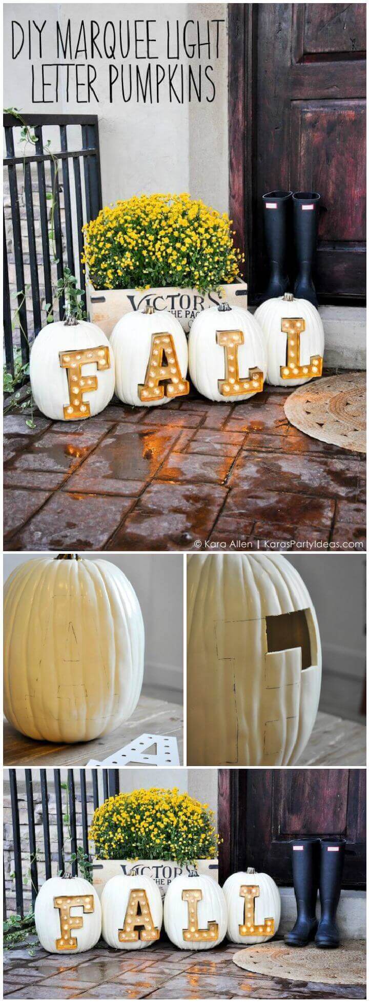 DIY Marquee Light Letter Pumpkins