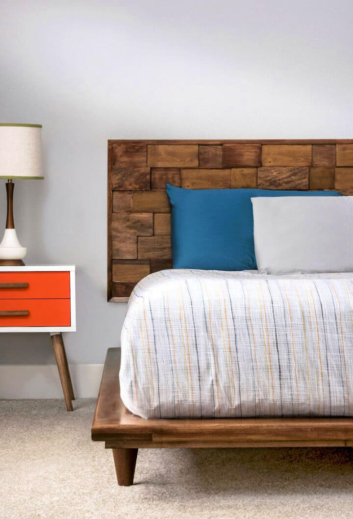 DIY Mid Century Modern Wood Headboard