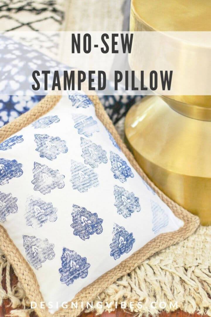 DIY No Sew Stamped Pillow