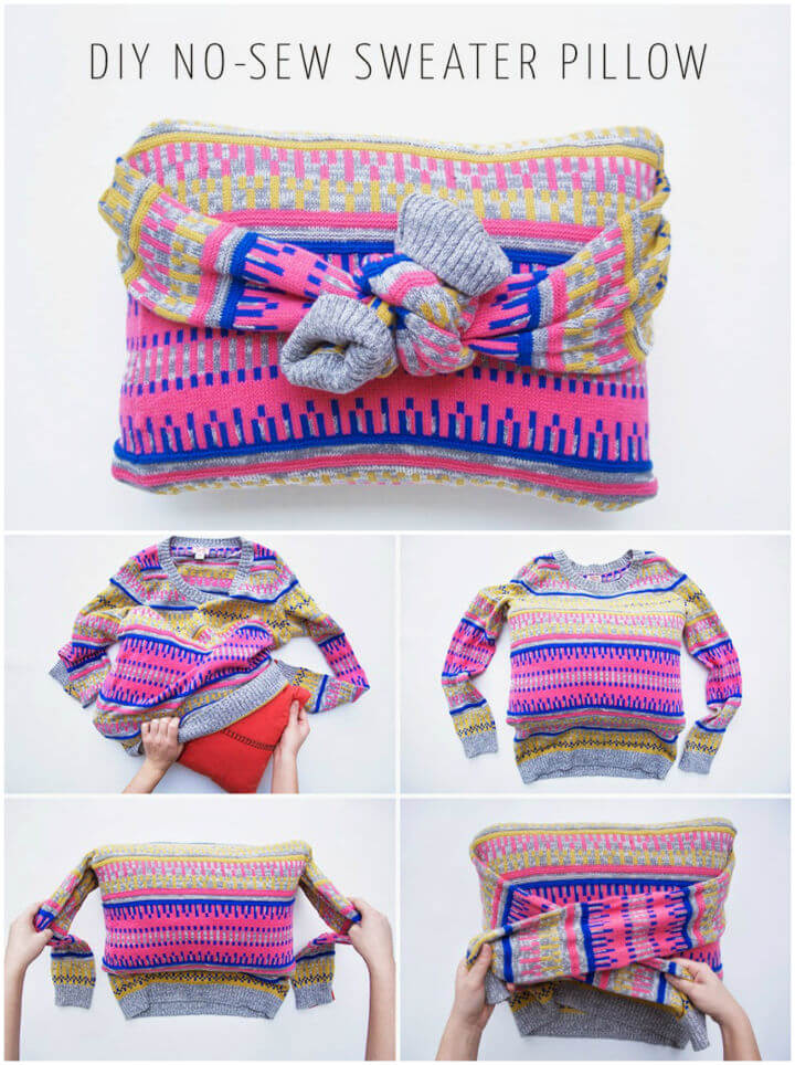 DIY No sew Sweater Pillow in 5 Minute