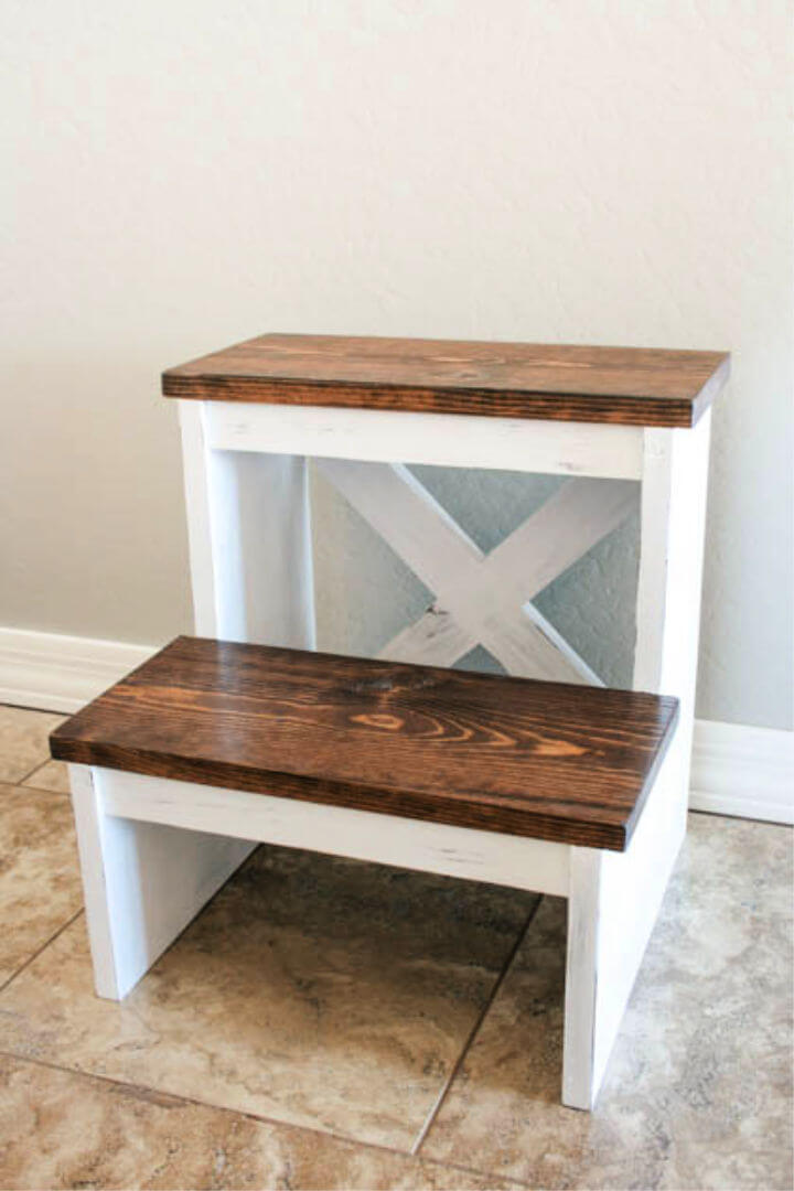 Rustic DIY X Back Step Stool