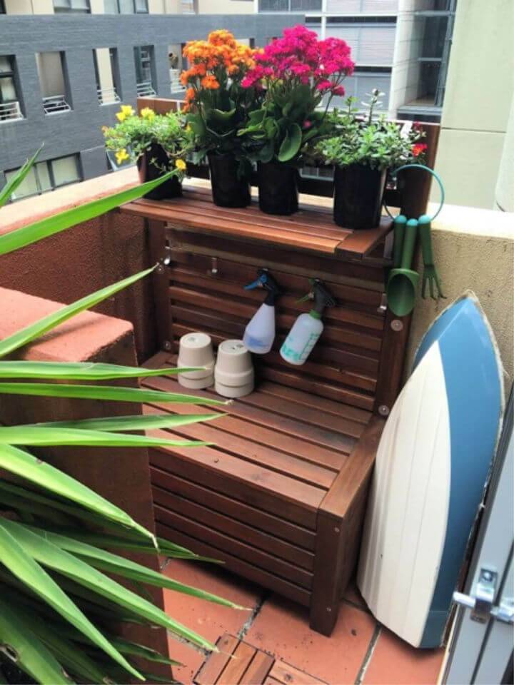 Outdoor Storage Bench With Wall Panel