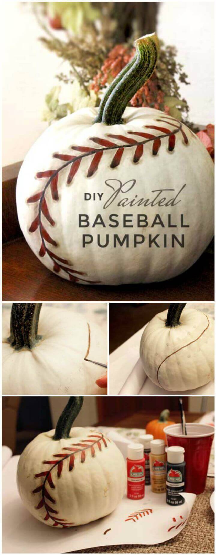 DIY Painted Baseball Pumpkin