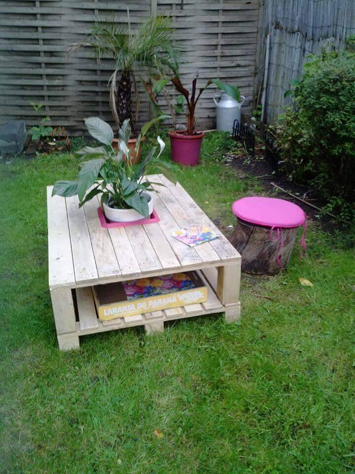 DIY Pallet Coffee Table with Planter Box Inlay