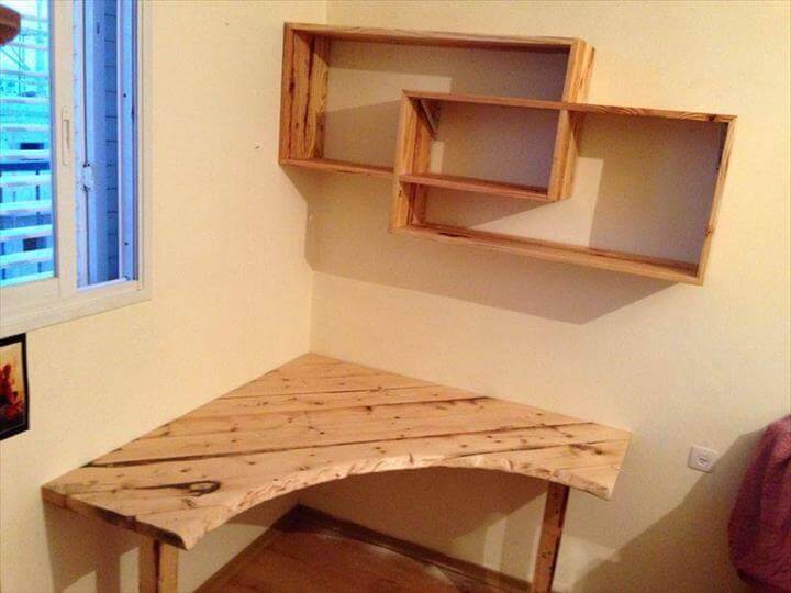 DIY Pallet Desk with Art Style Shelves