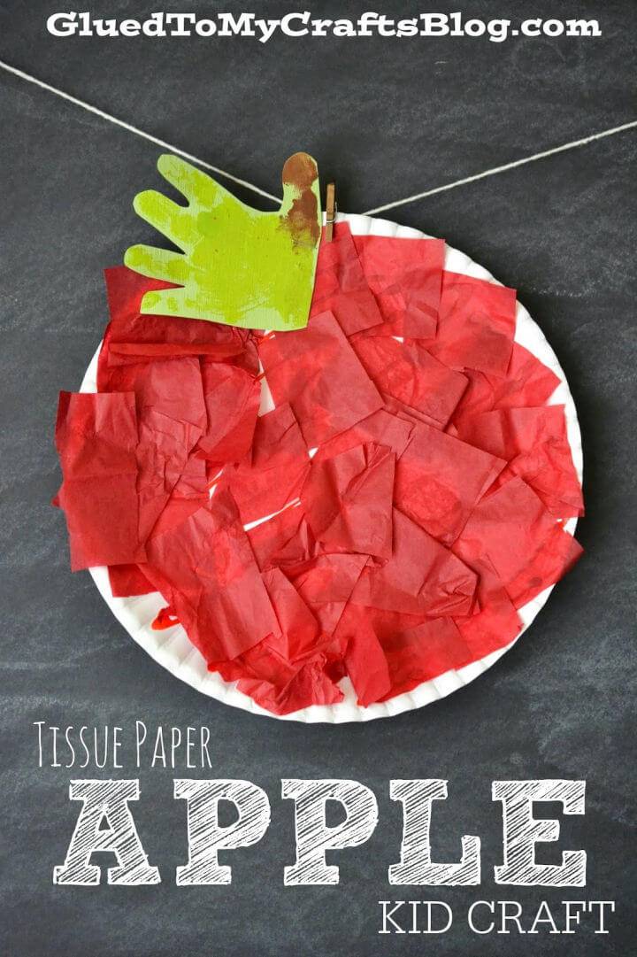 DIY Paper Plate and Tissue Paper Apple