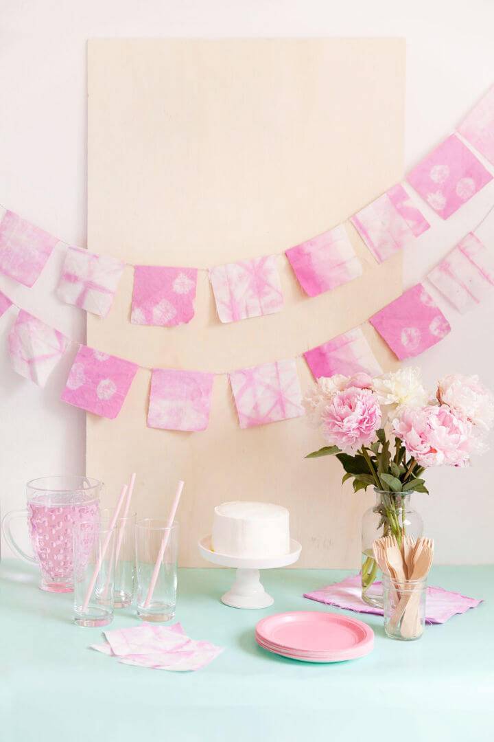 DIY Pink Shibori Birthday Banner
