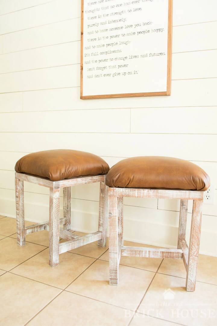 DIY Plywood Farmhouse Leather Footstools