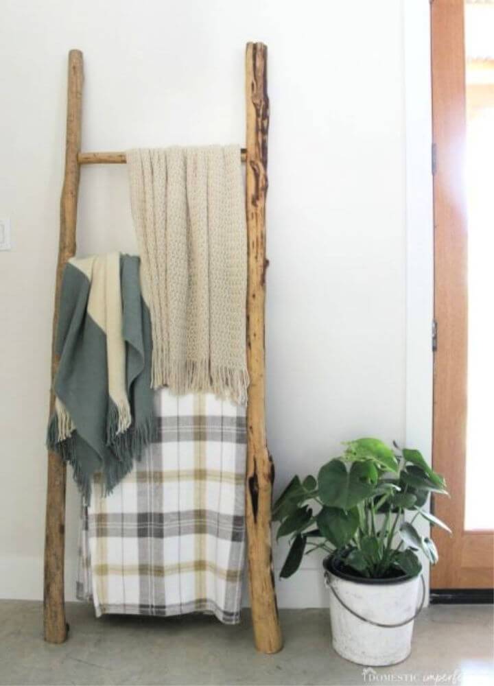 Rustic Wooden Blanket Ladder