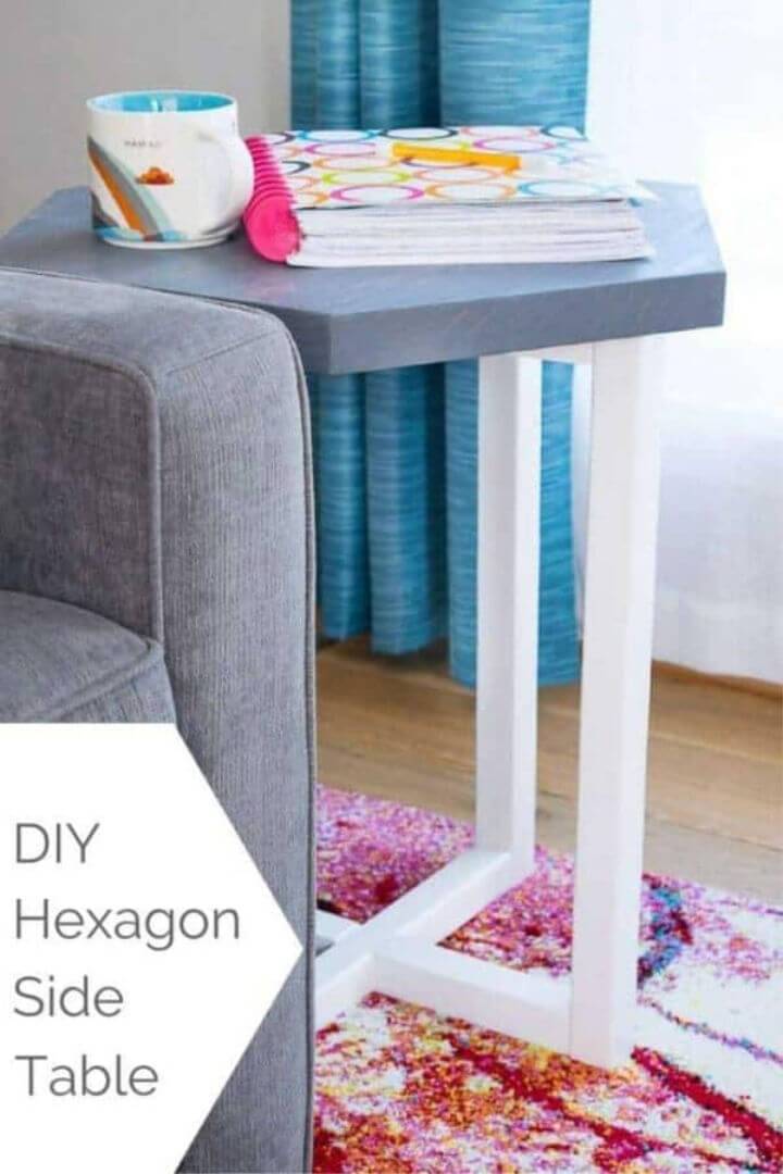 DIY Side Table with Hexagon Shaped