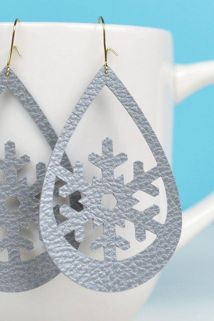 DIY Snowflake Faux Leather Earrings