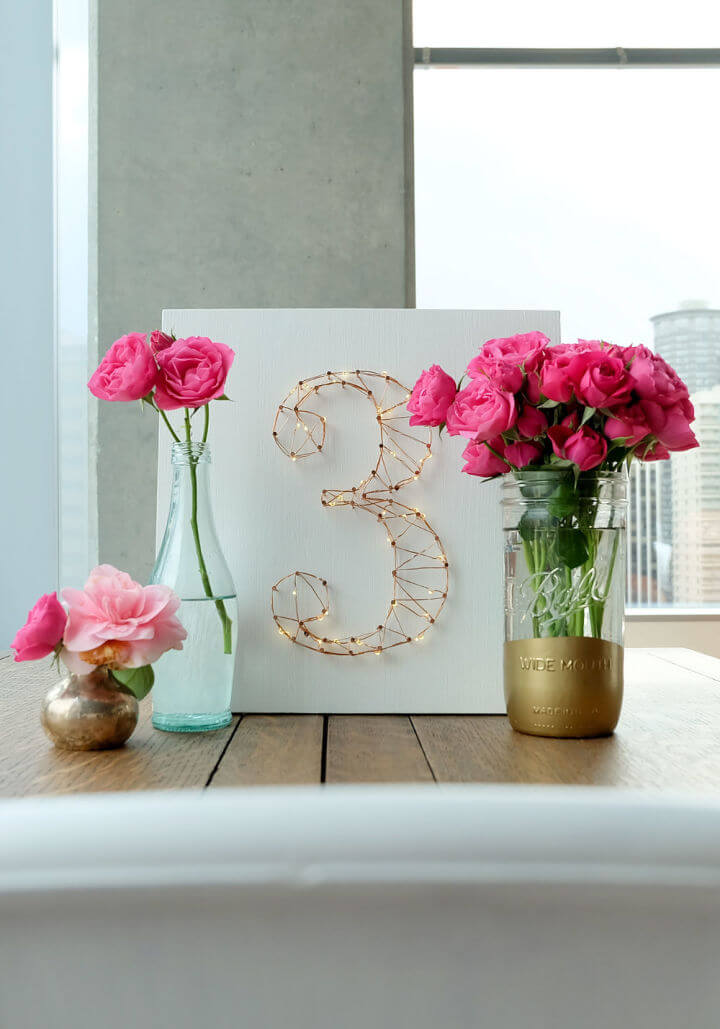 DIY Starry Light Wedding Table Number